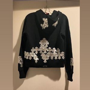 Chrome Hearts- A&G Amal Guessous Black and Silver Cross Hoodie size Small